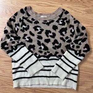 Comfy, like new animal print/striped sweater